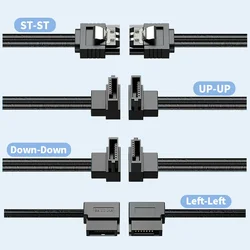 Sata 3.0 Data Cable SATA III SATA 3 Cable Right Left Up Down Angle 90 Degree 10-100cm 6GBs Black Elbow SATA3 HDD Hard Drive Disk