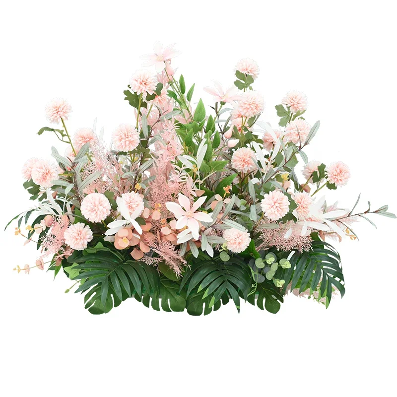 

Pink Series Handmade Artificial Flower Row, Plastic Silk Flower Wall Plant, Plant Leaf, Home Table Flower Row, Wedding Decor