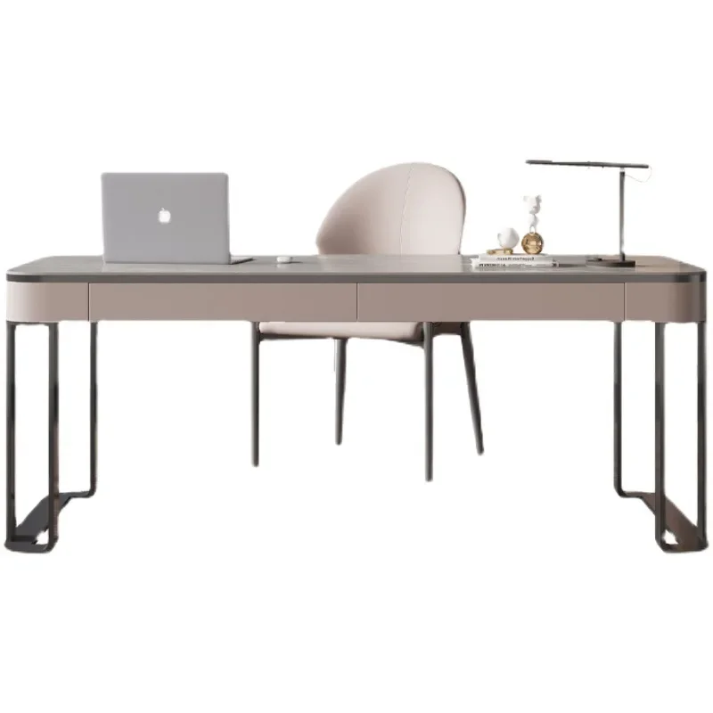 

Light luxury study desk Italian minimalist rock slab computer desk Home modern minimalist desk