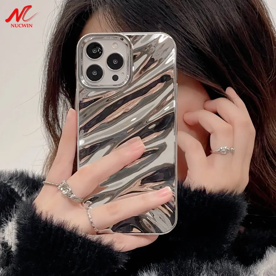 Electroplate Tin Foil Plating Case for iPhone 11 12 13 14 15 Pro Max Soft TPU Shockproof Cover for iPhone 14 Plus 15 13 Pro Max