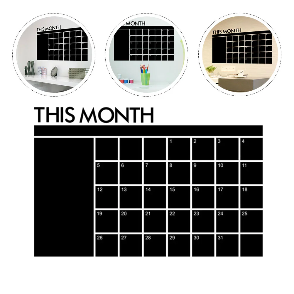 calendario quadro negro adesivos magneticos mensais para geladeira parede domestica apagar apendice escritorio 01