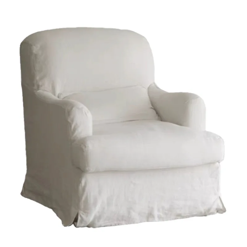 

Wabi-sabi wind cotton and linen fabric sofa is completely disassembled and washed, hotel leisure reception chair home single