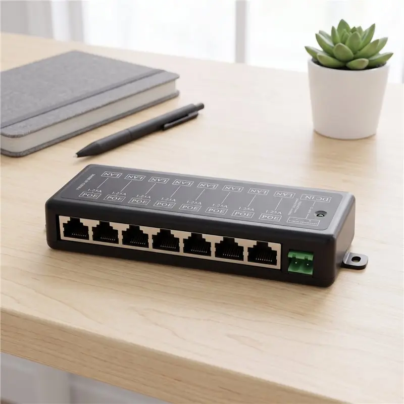 ABJG-Wireless AP Compatible Gigabit For Network For Network Camera Power Over Ethernet 12V-48V 8 Ports POE Injector Splitter