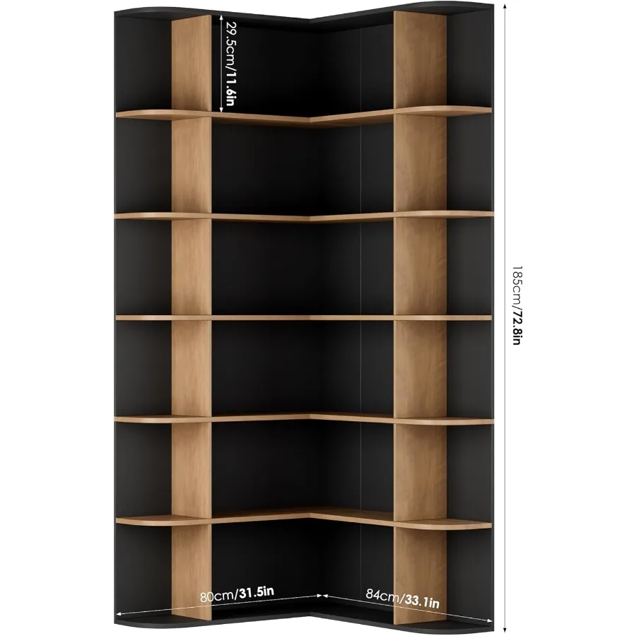 74 رف كتب طويل القامة 6 طبقات رف كتب وخزانة كتب مع تخزين مفتوح خزائن كتب طويلة أرفف تخزين خشبية للمنزل والمكتب T
