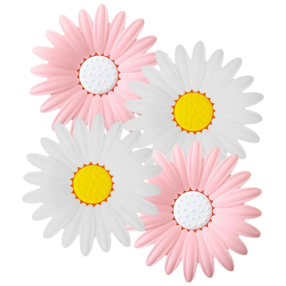 

4 Pcs Daisy Flower Soap Holder Self-draining Tray Dishes for Bar Shower Bathroom Accessory Storage Container