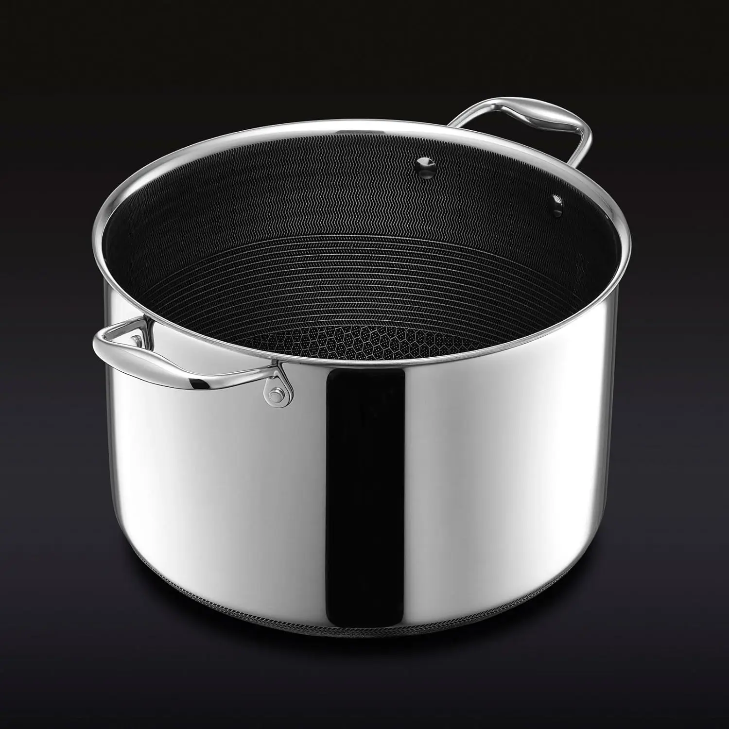 HexClad Stockpot antiaderente híbrido, 10-Quart Stockpot com tampa de vidro temperado, lava-louças, pronto para indução, compatível