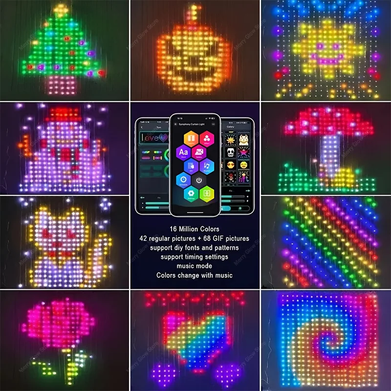 2 متر * 2 متر/3 متر أضواء الستار الذكية بلوتوث App LED سلسلة RGB الجنية أضواء DIY بها بنفسك الموسيقى تغيير عرض لنافذة غرفة نوم الديكور
