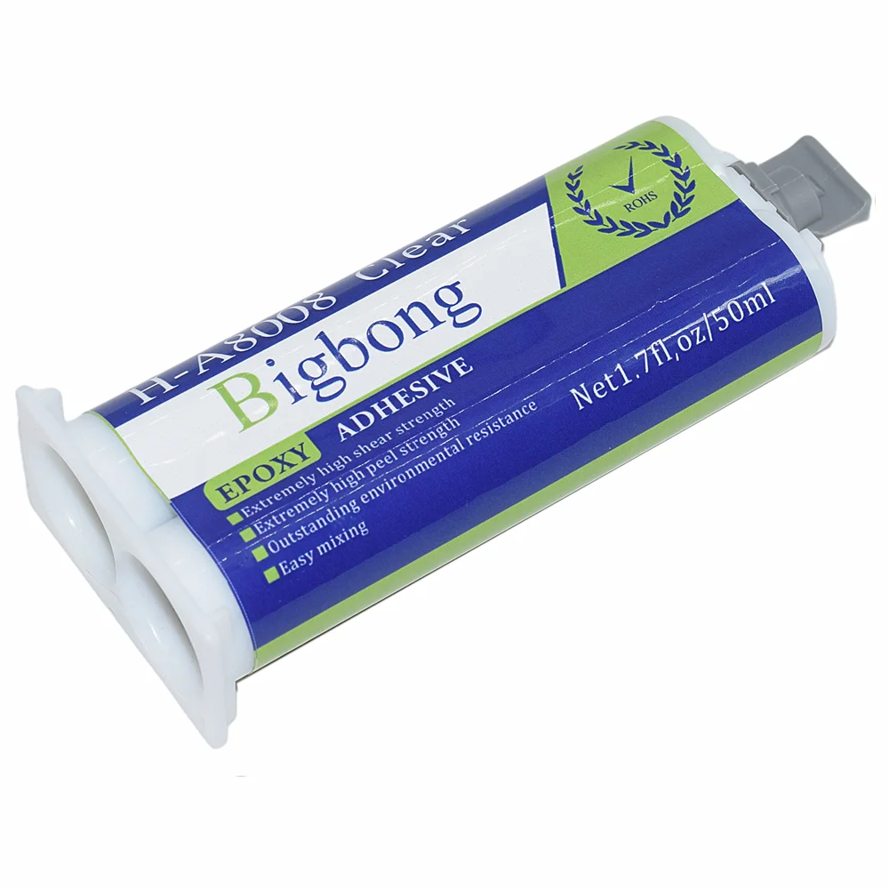 Pegamento adhesivo de dos componentes, pegamento AB de resina epoxi transparente de 50ml, adhesivo fuerte 1:1 con boquilla de mezcla estática de tubo mixto de 2 uds.