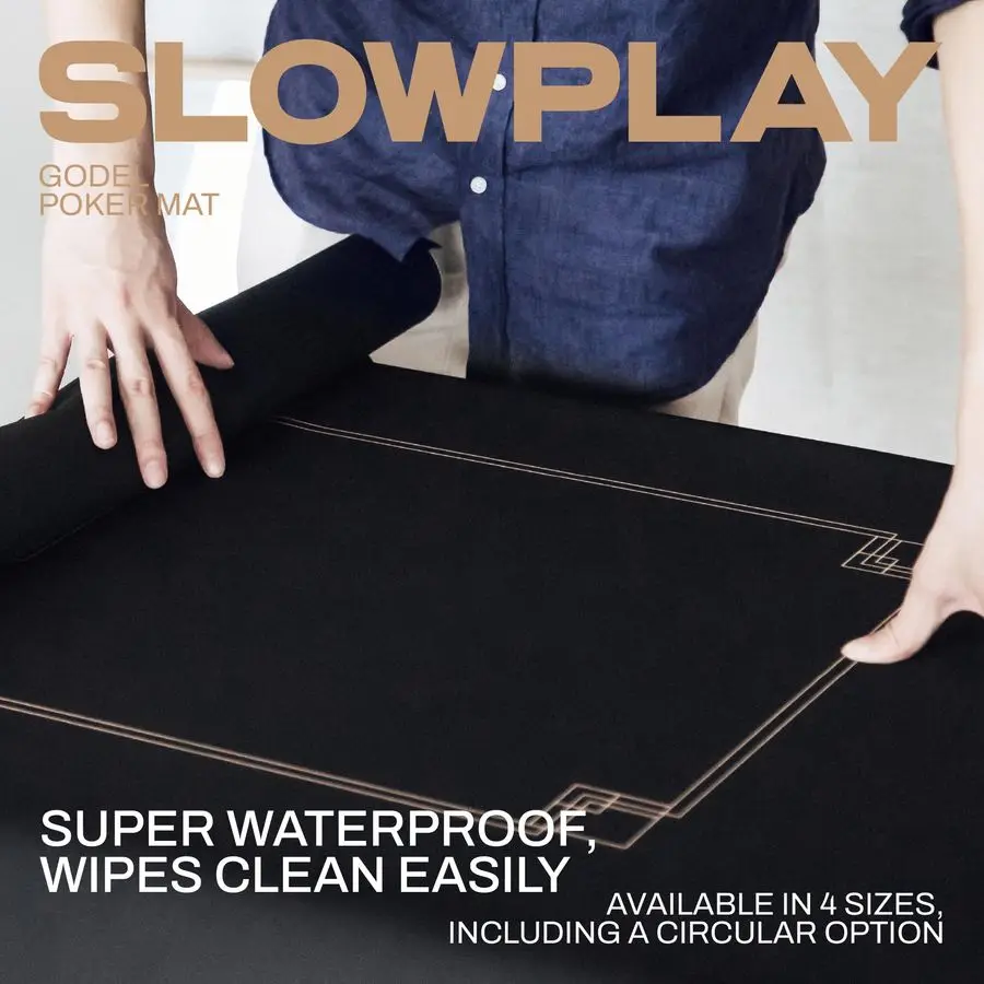 

Godel Texas Holdem Poker Mat Portable Poker Table Top, Black and Champagne Gold, 70 x 35 Inch, Water Repellent, Noise Reduction,