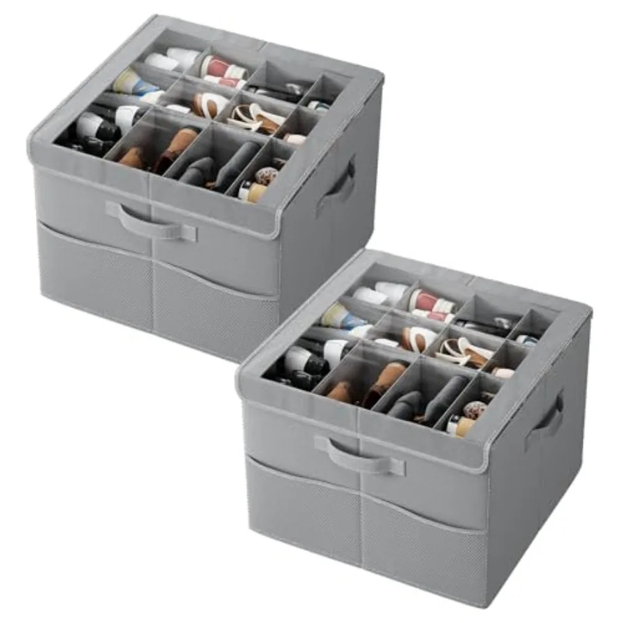 

Shoe Organizer for Closet, Fits 12-24 Pairs, Shoe Storage Bins with Clear Cover and Reinforced Handles, Foldable Shoe Storage O