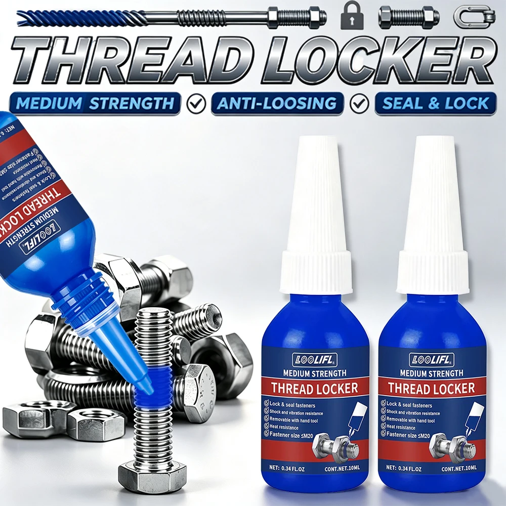 Blue Thread Locker Medium Strength Anaerobic Screw Glue Anti‑Loosening Removable Seal Lock Adhesive for Bolt Nut Fastener Repair