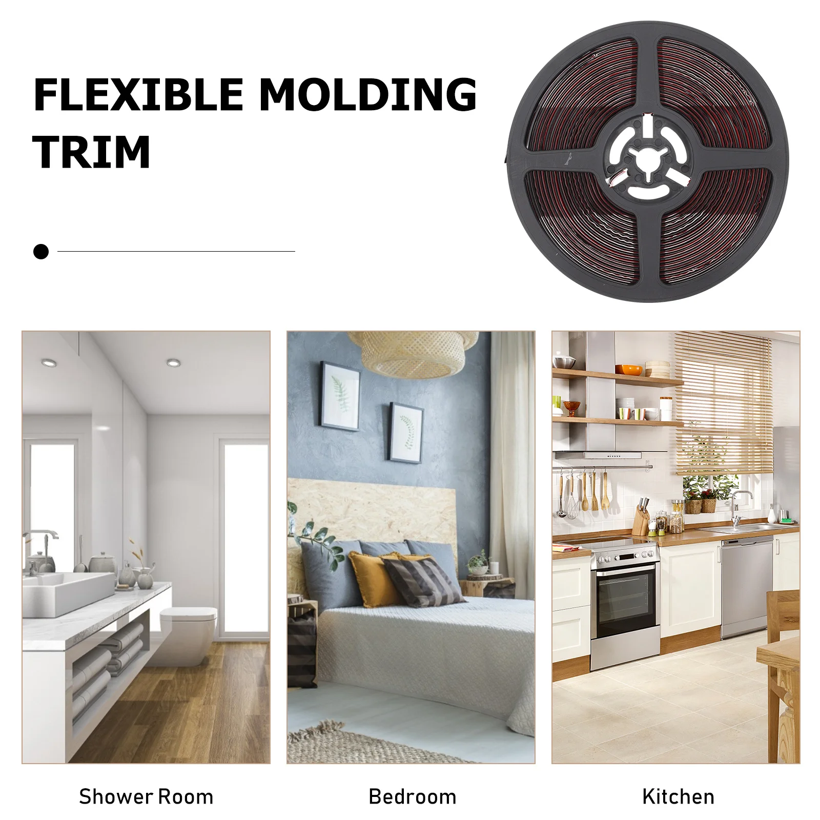 Self Adhesive Wall Molding Trim Flexible Decorative PVC Baseboard Peel Stick Trim for Kitchen Bathroom Living Room Wall Frame