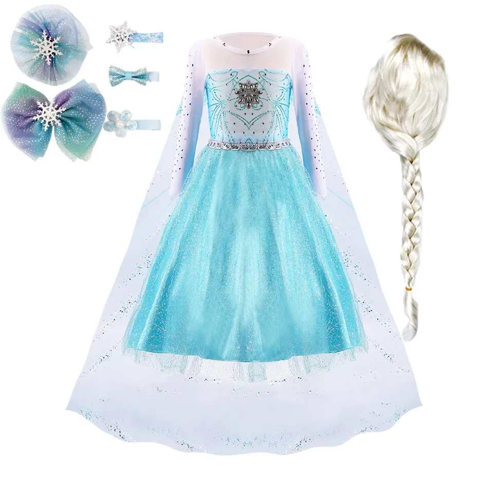 

Little Girl Princess Costume Children Frozen Carnival Fancy Dress Children Summer Halloween Luxury Costume Christmas Costume