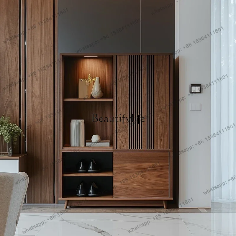 

jj4 Nordic high-end solid wood shoe cabinet, entrance cabinet integrated storage, household door locker