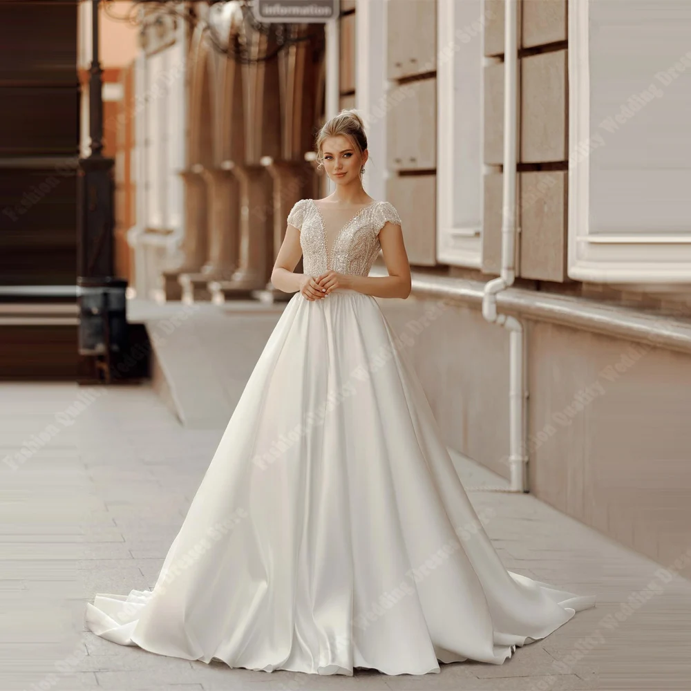 Sweetheart Collar Women Wedding Dresses Vintage V-Neck Bride Gown Lace Decals Party Without Gloves Vestidos De Novias Customized