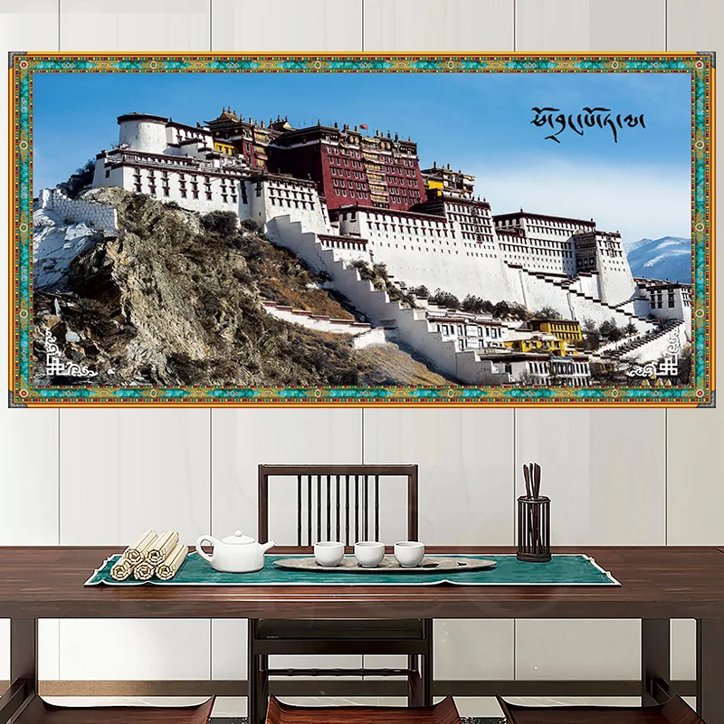 Tibetan Potala Palace Wall Tapestry Aesthetic Landscape Macrame Wall Hanging Home Decor Cloth Tapestry Window Large Blanket