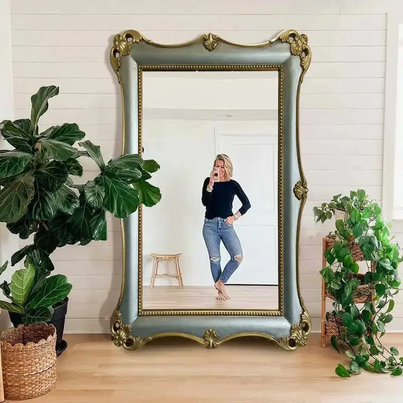 French retro full-length mirror, European full-length mirror, clothing store fitting mirror.