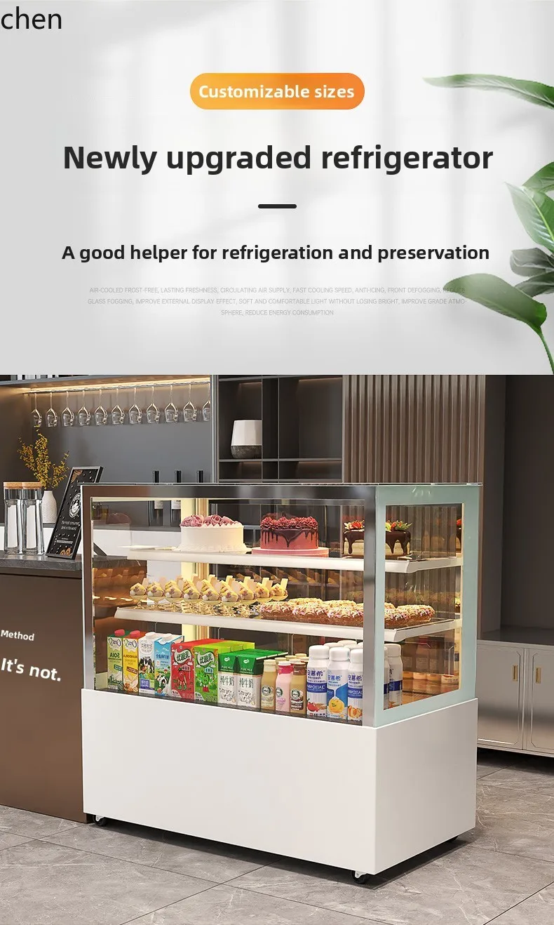 Vetrina refrigerata per torte LXC, congelatore raffreddato ad aria, deli, dessert, negozio di frutta, negozio di tè al latte, armadietto per la conservazione della freschezza