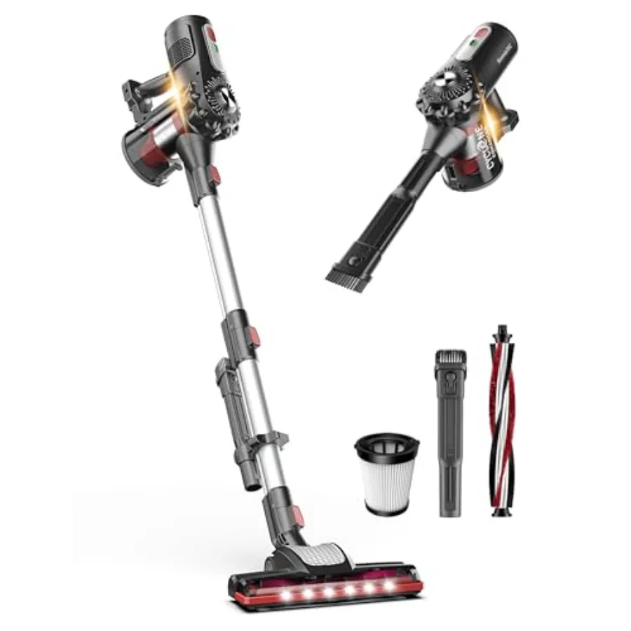 StickVac Cordless Vacuum Cleaner for Home 2200mAh Battery High Suction Power Lightweight and Self-Standing Design with HEPA Fil