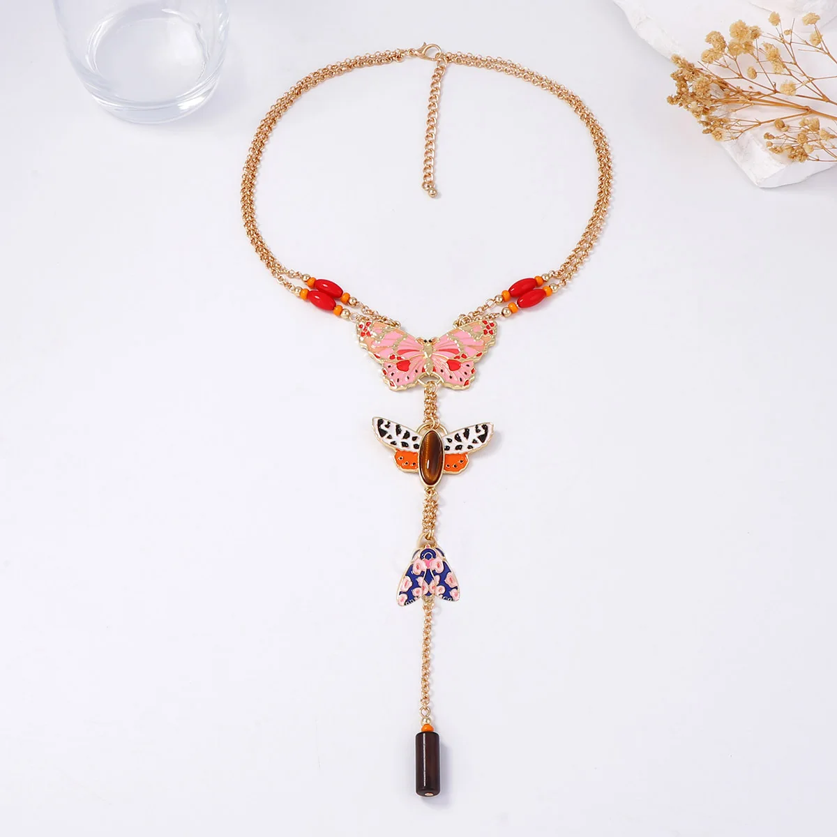 

ZAA Bohemian Exaggerated Trendy Alloy Insect Colored Butterfly Pendant 2025 Creativity Personality Trend Accessories Girl Gift