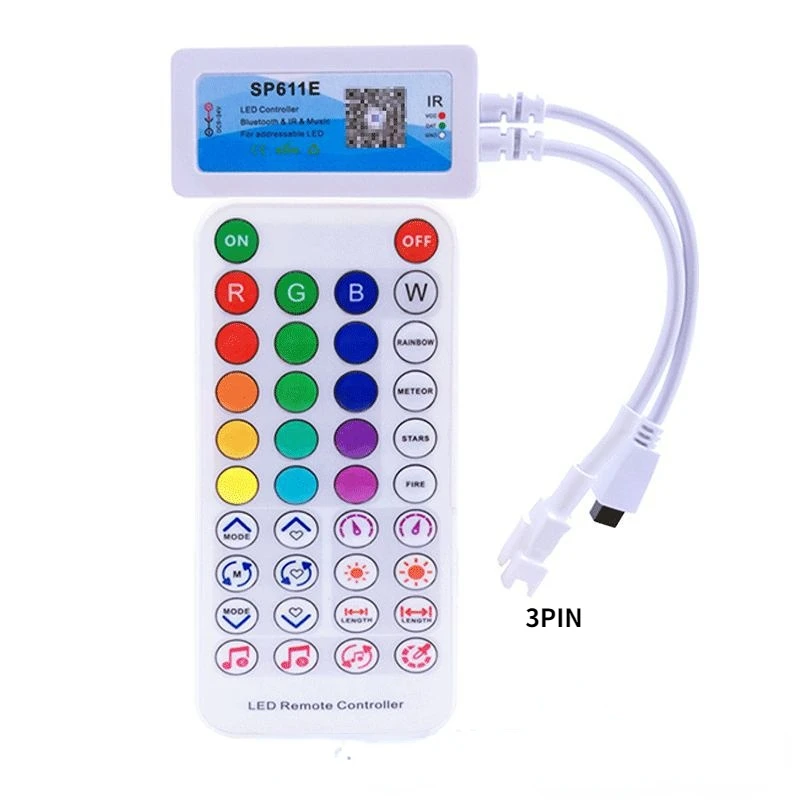 SP611E kompatybilny z Bluetooth inteligentny pilot do muzyki pikseli RGB dla WS2812B WS2811 taśma adresowalna taśma Led DC5-24V 12V