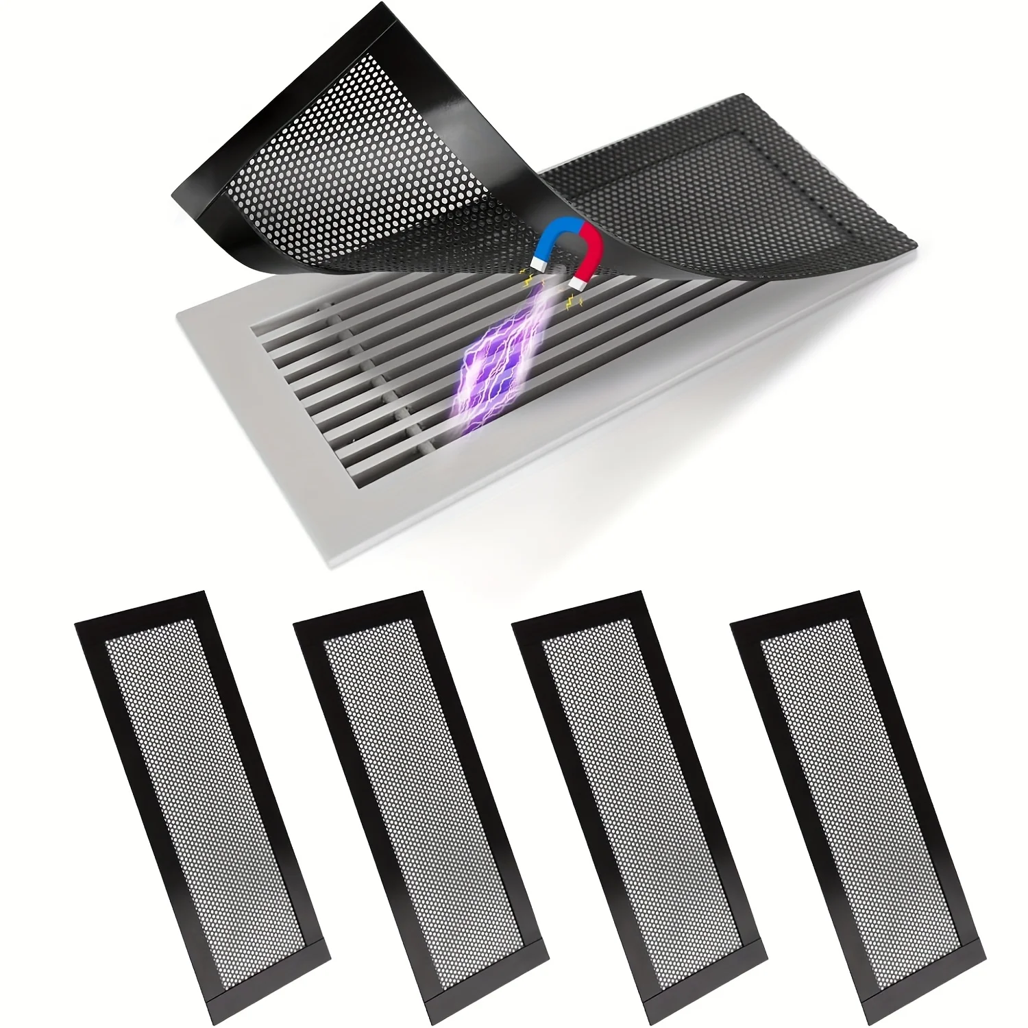 4 Uds cubiertas de ventilación magnéticas filtro de ventilación de aire de malla para atrapar desechos polvo del pelo rectángulo de 10x4 pulgadas