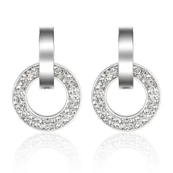 Cubic Zirconia Stud Earrings For Women Stainless Steel Jewelry Circle Fashion Jewelry Accessories Mass Effect