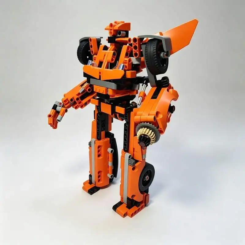 461PCS Orange Transforming Robot Building Blocks Vehicle Conversion Model DIY Assembly Toy Creative PopularDisplay Festival Gift