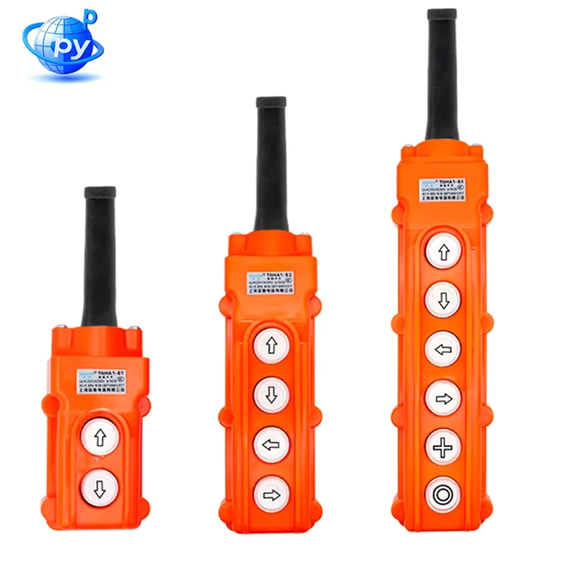 Waterproof Crane Control Switch Handle COB-61/62/63 with Up/Down Arrow Buttons Auto Reset Industrial Pendant for Electric Hoist