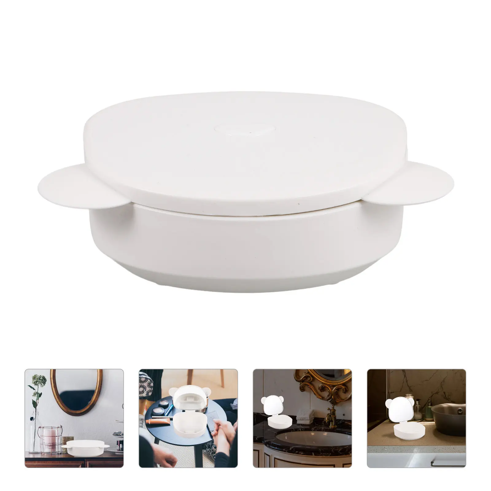 

Зеркало для макияжа с кошачьими ушками, в стиле медвежьих ушей, компактный портативный дорожный органайзер для косметики, держатель для резинок для волос, круглый хлопковый держатель для заколок