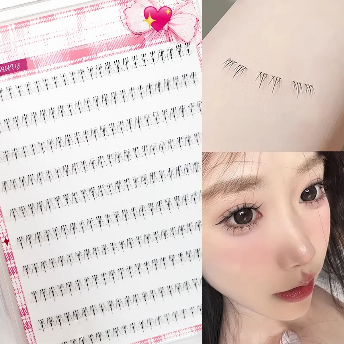 Small Flame Under Eyelashes Glue-free Self Adhensive Lower Eyelash Transparent Stem Segmented Bottom Lash Extensions For Daily