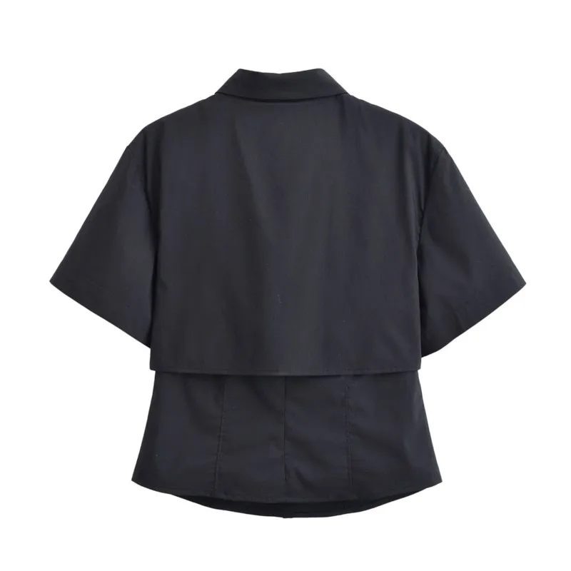 Women's Spring Casual Short Sleeve Double Layered Shirt: A Chic Wardrobe Essential thumbnail