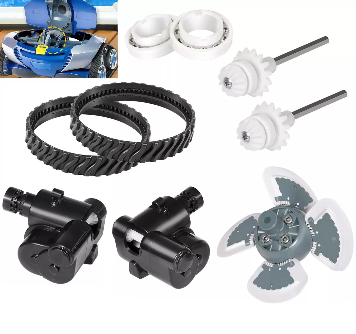 R R 0796200   Kit de peças de reconstrução de afinação compatível com Zodiac Baracuda MX8 MX8EL Elite Limpadores de piscina laterais de sucção automática