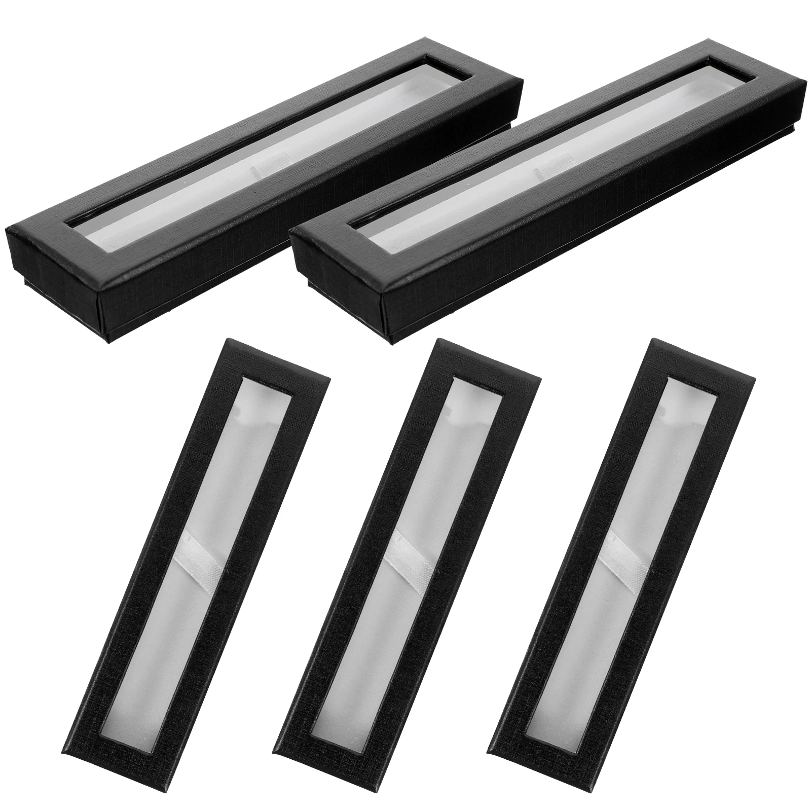 

5pcs Empty Paper Case With Clear Window For Ballpoint Portable Pen Organizer Business Travel Gift Box Student Supplies Pen Box