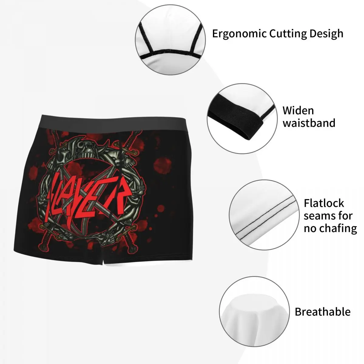 Custom Heavy Metal Rock Slayers Logo Boxers Shorts Men Thrash Band Briefs Underwear Funny Underpants