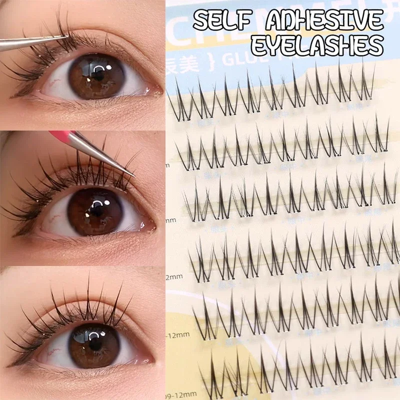 กาวฟรีกลุ่มขนตามังงะขนตา DIY Lash Extensions แต่ละแบ่งธรรมชาติหนายาวขยายตา Lashes แต่งหน้า