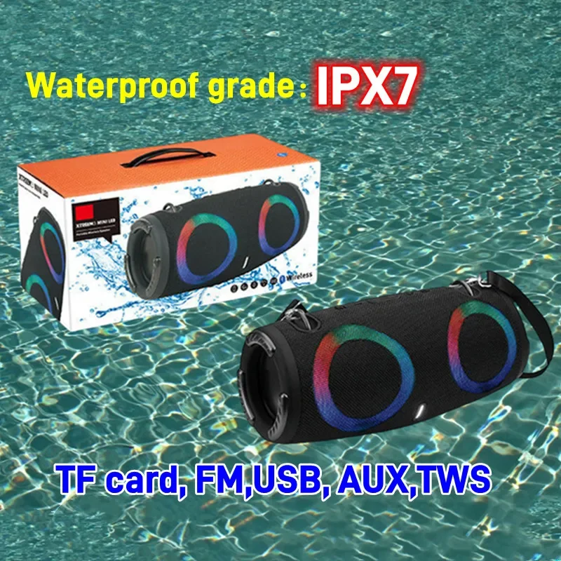 Caxia De Som Bluetooth Speaker Portable RGB Colorful Light Waterproof Subwoofer 360 Stereo Surround TWS FM Boom Box High Power