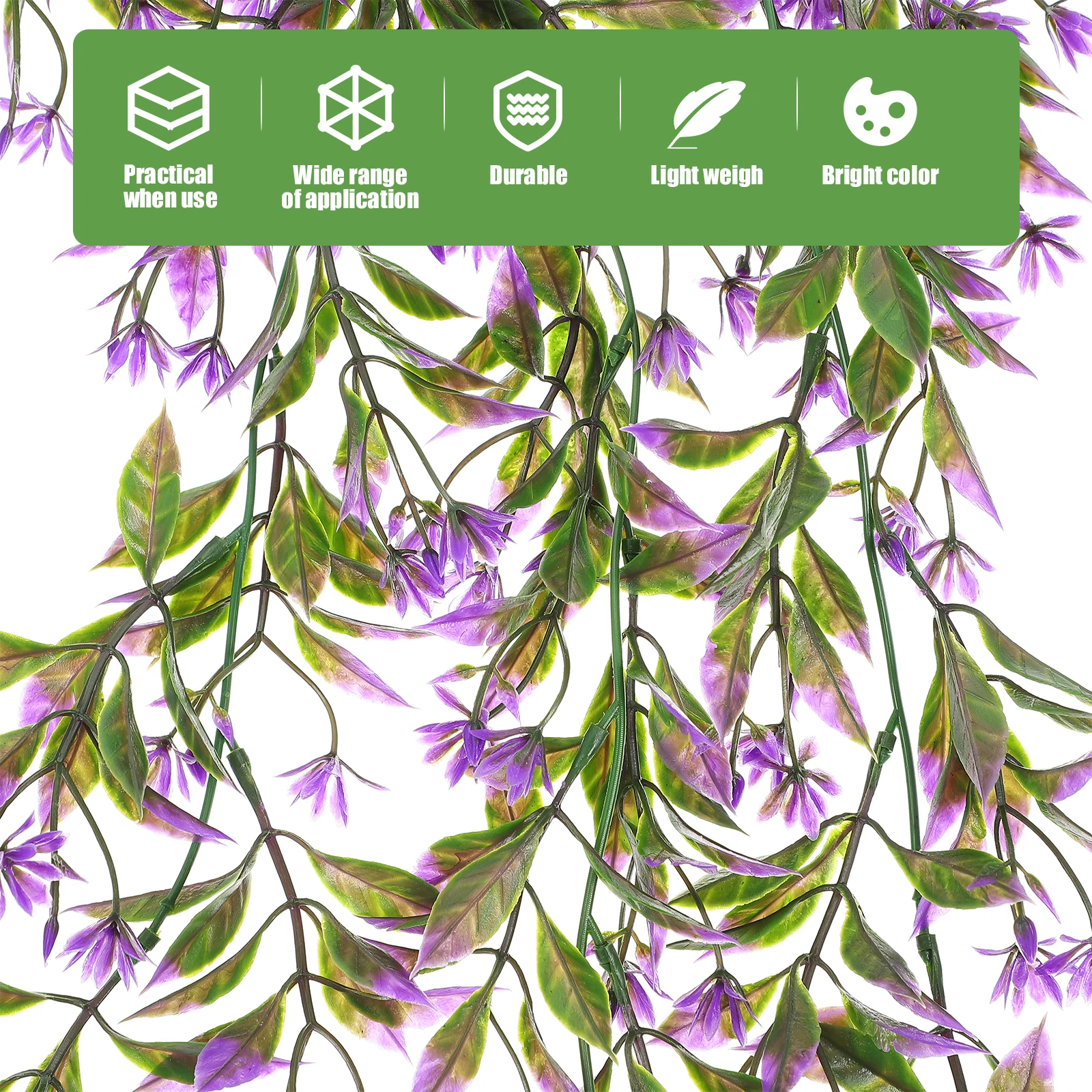 

2Pcs Lifelike Rattan Pendant Fake Plant Vine Hanging Decor for Home Garden Yard Wall-Mounted Scene Simulation Plant Ornament