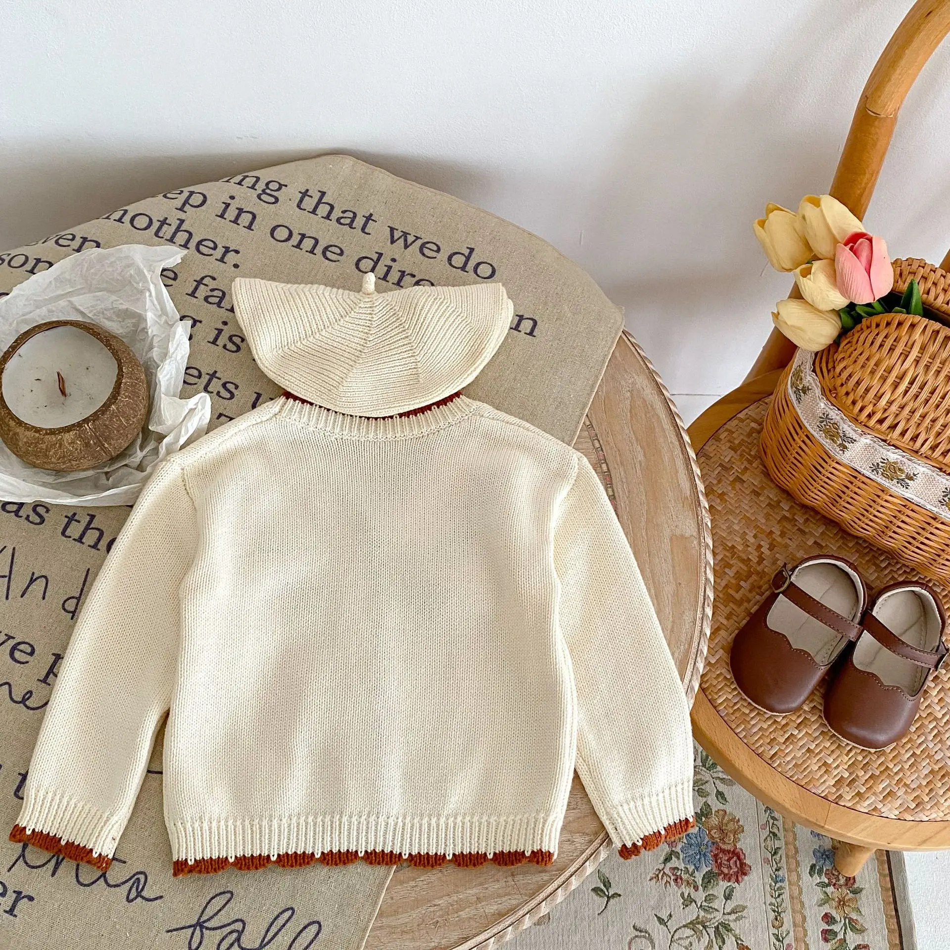 Spring and Autumn New 0-3 Year Old Baby Sweater Cardigan for Infants and Young Children 0-3 Year Old Girl Embroidered Long sleev