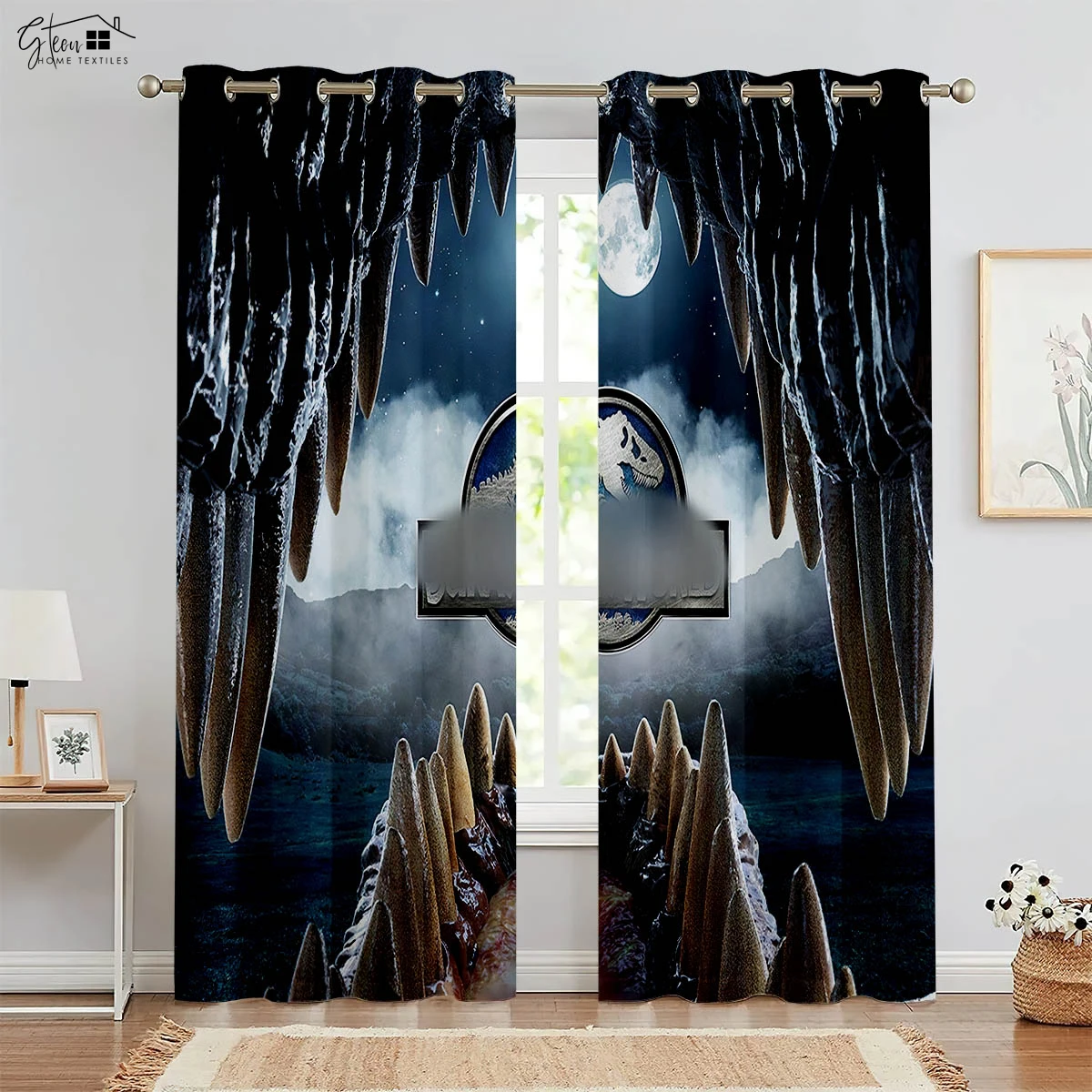 

Dinosaur Animal Pattern Decorative Curtains Bedroom Living Room Children's Room Monster Easy To Wash And Care 3D Printed Curtain