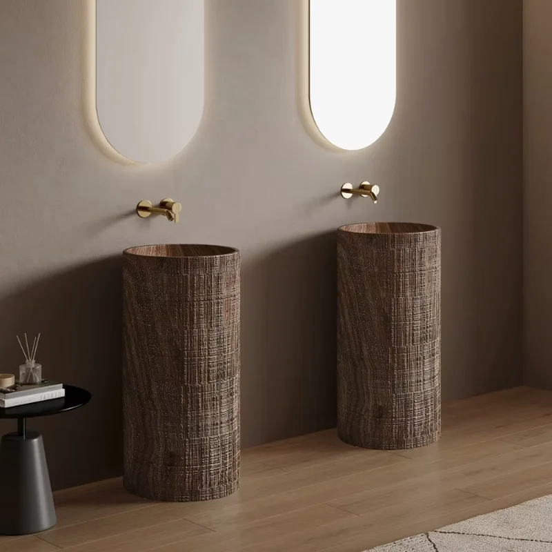 

Acrylic artificial stone solid surface colored base sink wood grain bathroom sink