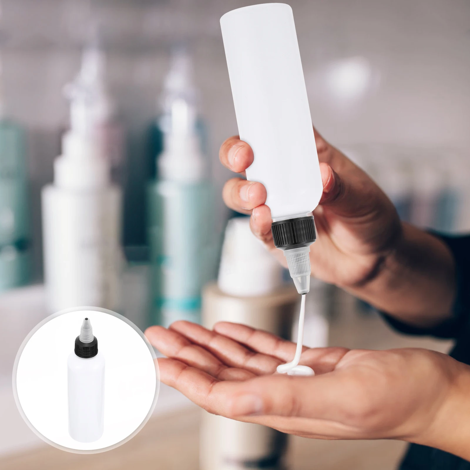 

20 Pcs Round Extrusion Bottle Squirt for Hair Pointed Squeeze Bottles Camping