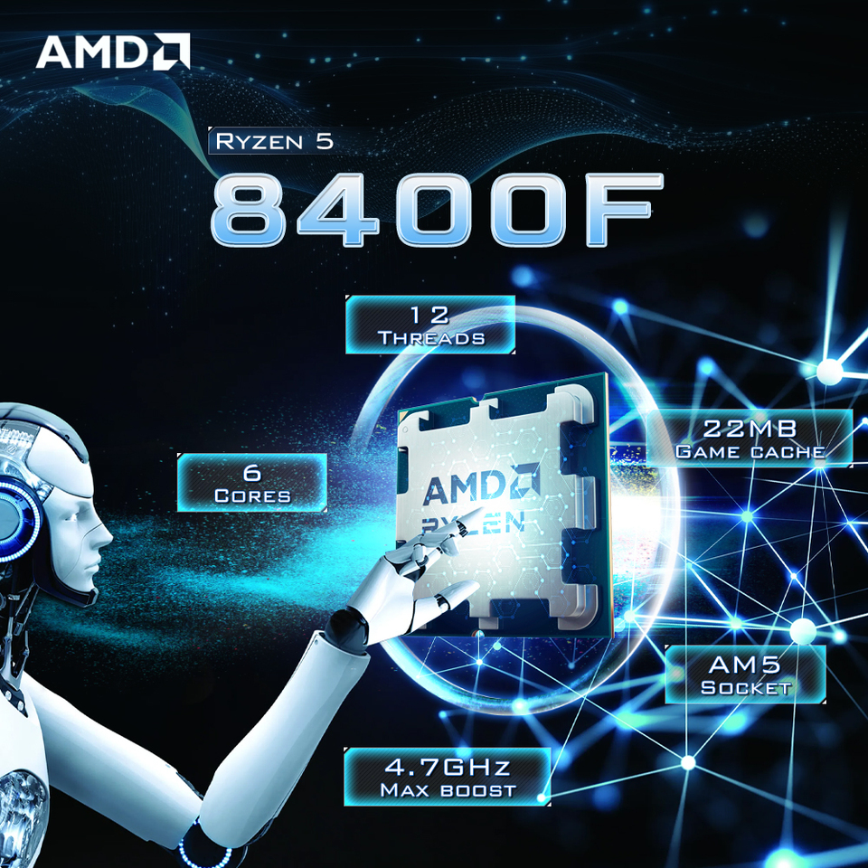  New AMD R5 8400F Ryzen 5 8400F 6 Cores 12 Threads 4.2GHz Desktop computer processor with AM5 Socket CPU 