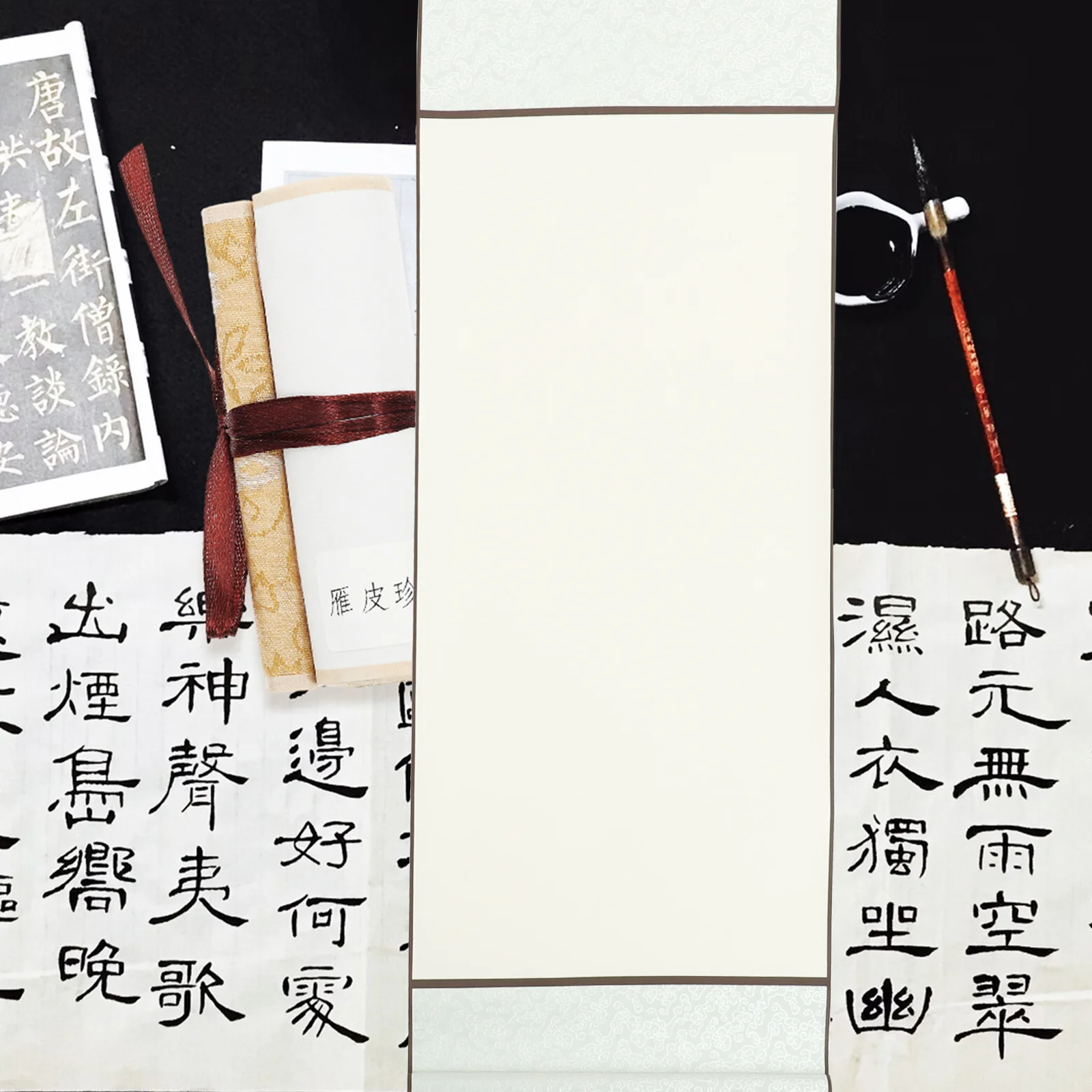 

4 Pcs Painting Paper Blank Scroll Rice Hanging Chinese Household Calligraphy Wall
