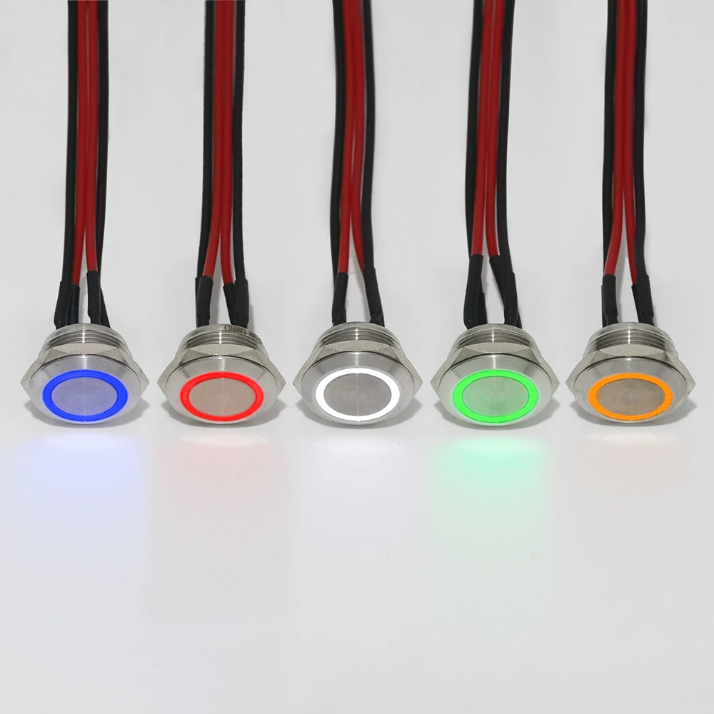 12/16/19mm Electric Waterproof Power Led Light Momentary Short Mini Push Button with wires Switch Pressure Switches 3-6V 24V 12V