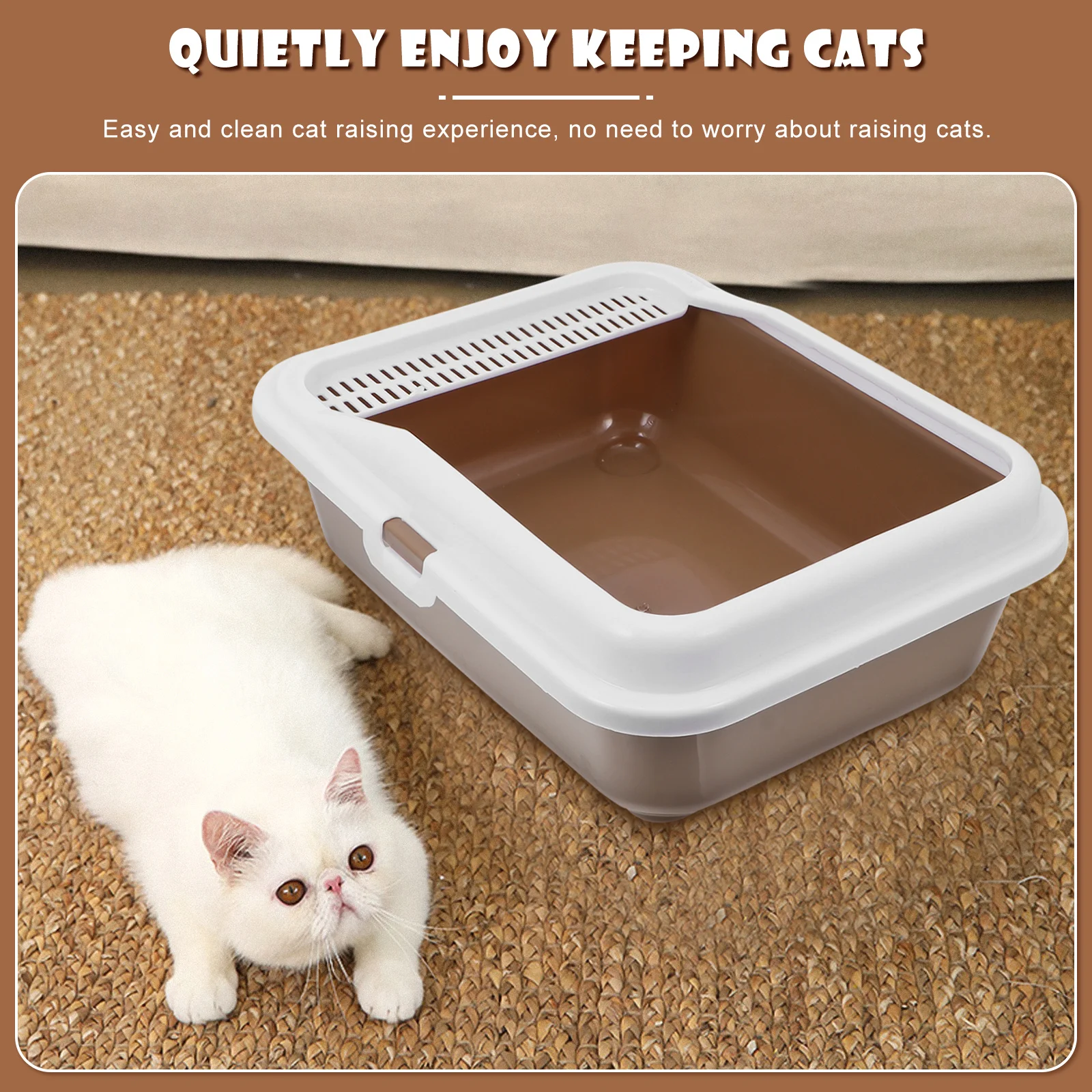 

Pet Cat Litter Box Odor Control Splash Proof Semi-Closed Litter Toilet Tray Heightened Fence Convenient Cleaning