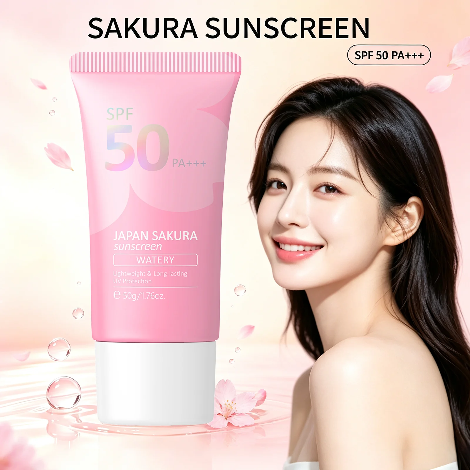 LAIKOU Sakura SPF50 PA+++ Sunscreen 50g Waterproof Lightweight Non-Greasy UV Sun Protection For Face & Body