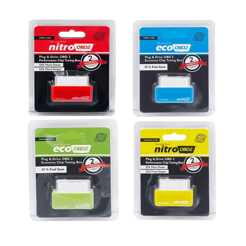 EcoOBD2 สำหรับรถยนต์ดีเซลและเบนซิน ปลั๊กไดรเวอร์ Nitro OBD2 ECO OBD2 ประหยัดน้ำมัน เพิ่มพลังงาน ชิปปรับแต่งรถยนต์ OBDII