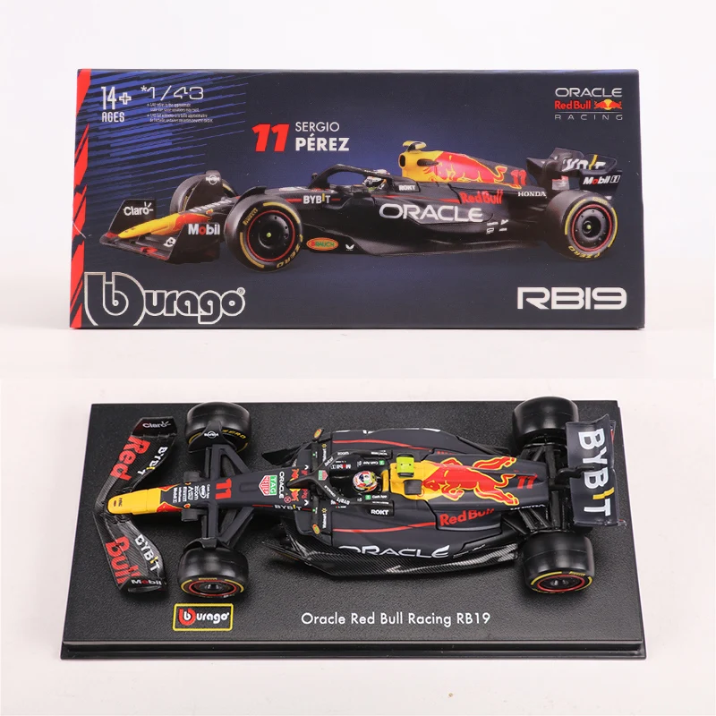 Burago-carro fundido modelo brinquedo, Red Bull Racing, RB19 2023, n .. 1 e 11 Liga, veículo de luxo, presente coleção, 1:43