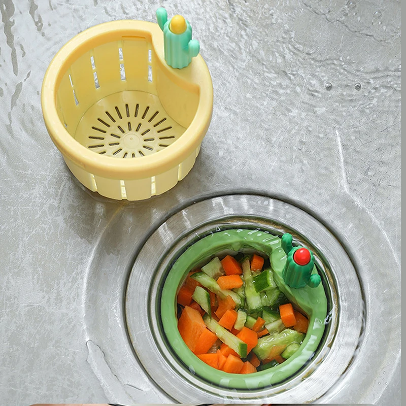 Cactus Sink Drain Strainer Press Automatic Dumping Basket Multi-functional Use Filter Net For Kitchen Waste Collector